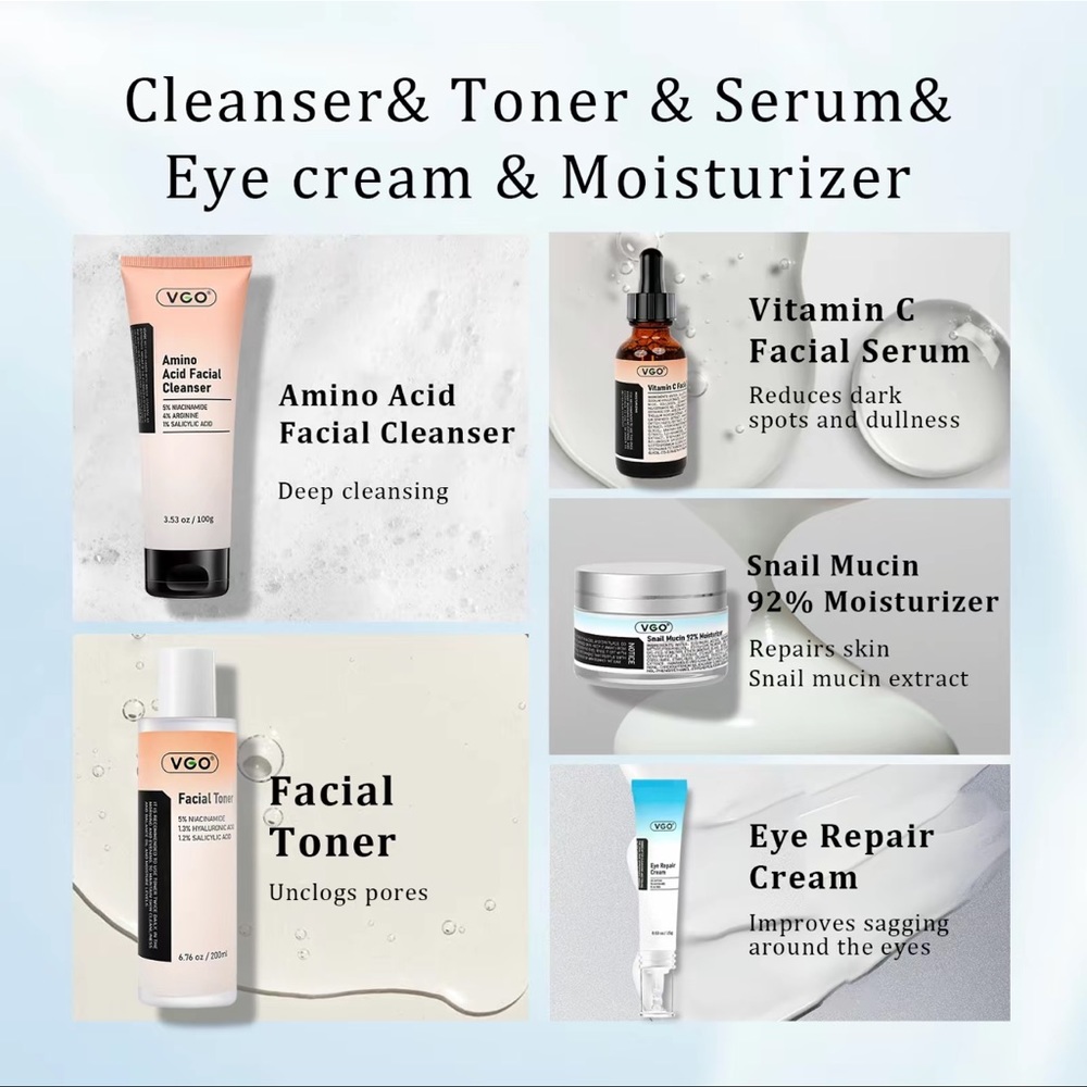 VGO Skincare Five-step Routine Daily care Repair Moisturizing Improving skin
